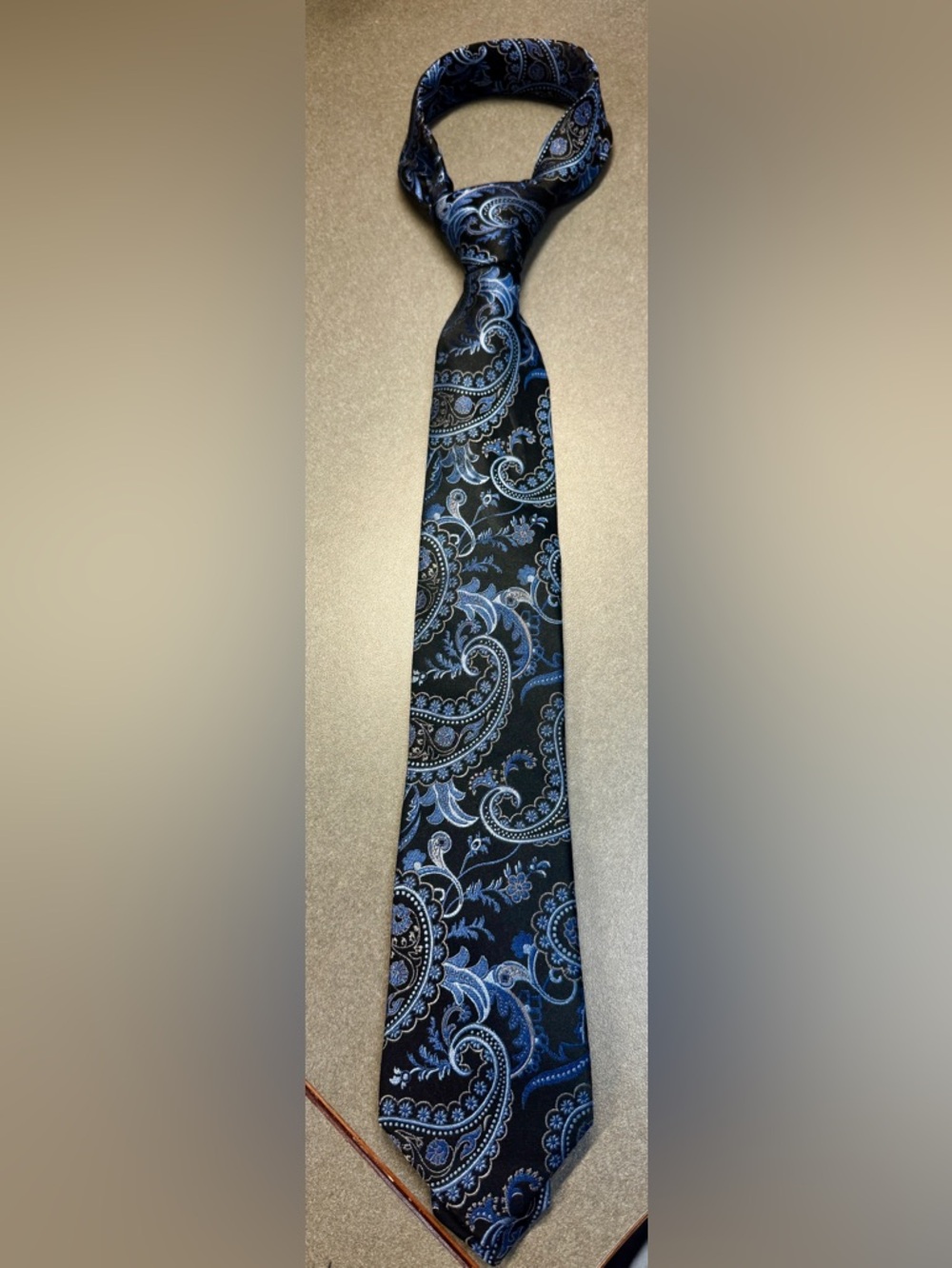 Pronto Uomo Black and Blue Paisley Silk Tie